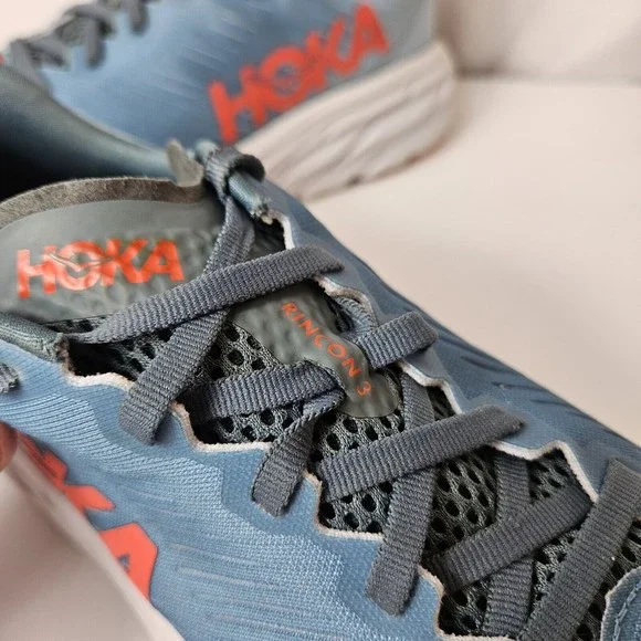 HOKA One One Rincon 3 Trail Shoe Mens 10 D, Blue Orange White Sneaker Walking - Picture 4 of 14